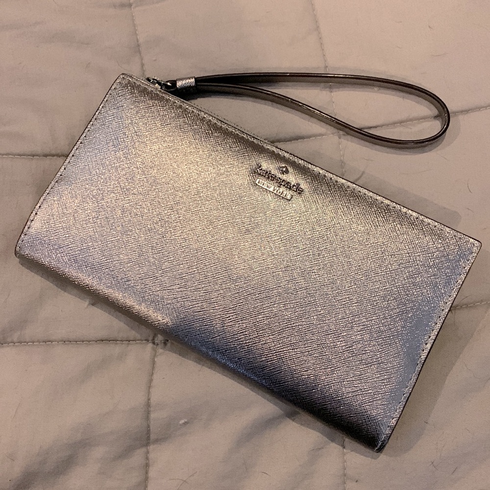 Kate Spade Pewter Clutch Wallet Wristlet NWOT